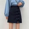 2024 Frühling Damen High Waist Schwarzer A-Linien-Rock: Trendiges Kurzband-Design