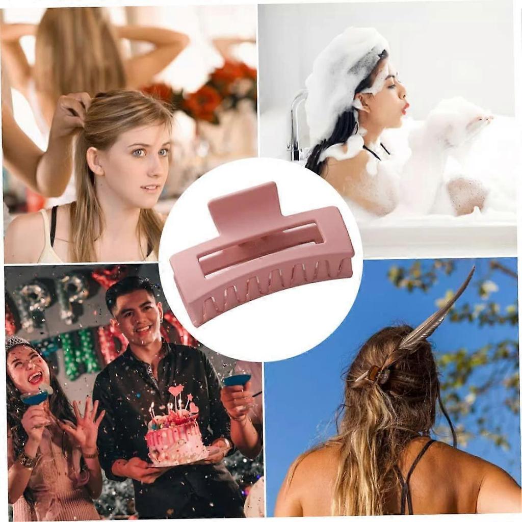 Hair Claw Clips Square Non Slip Catch Barrette Strong Hold Hair Jaw Accessories for Women Girls 4PCS,Hair Jaw Clips green+pink+coffee+black)(4pcs