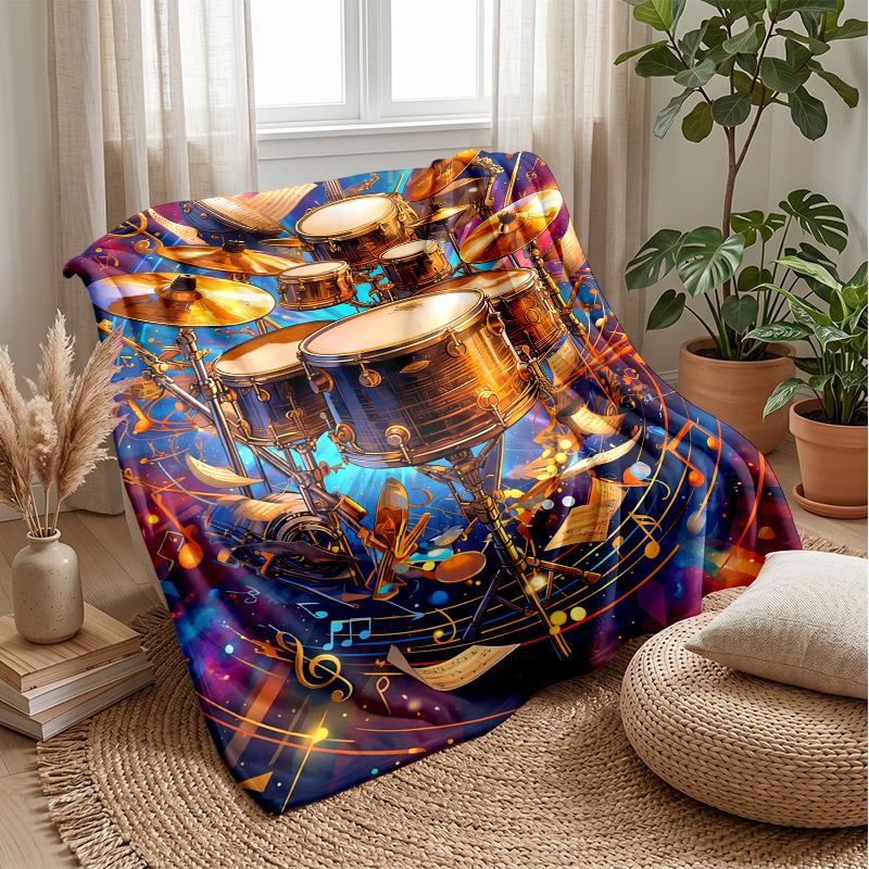 Music Dreams In Space Theme Blanket Lightweight Warm Flannel Blanket Decorative Throw Blanket for Home Decoration