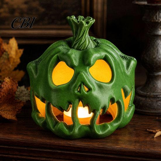 Halloween Skull Pumpkin 3D Printed Candle Holder, Hollow Design Sturdy Decoration Figurine, Multifunctional Ambient Lampshade for Party Favors Festive