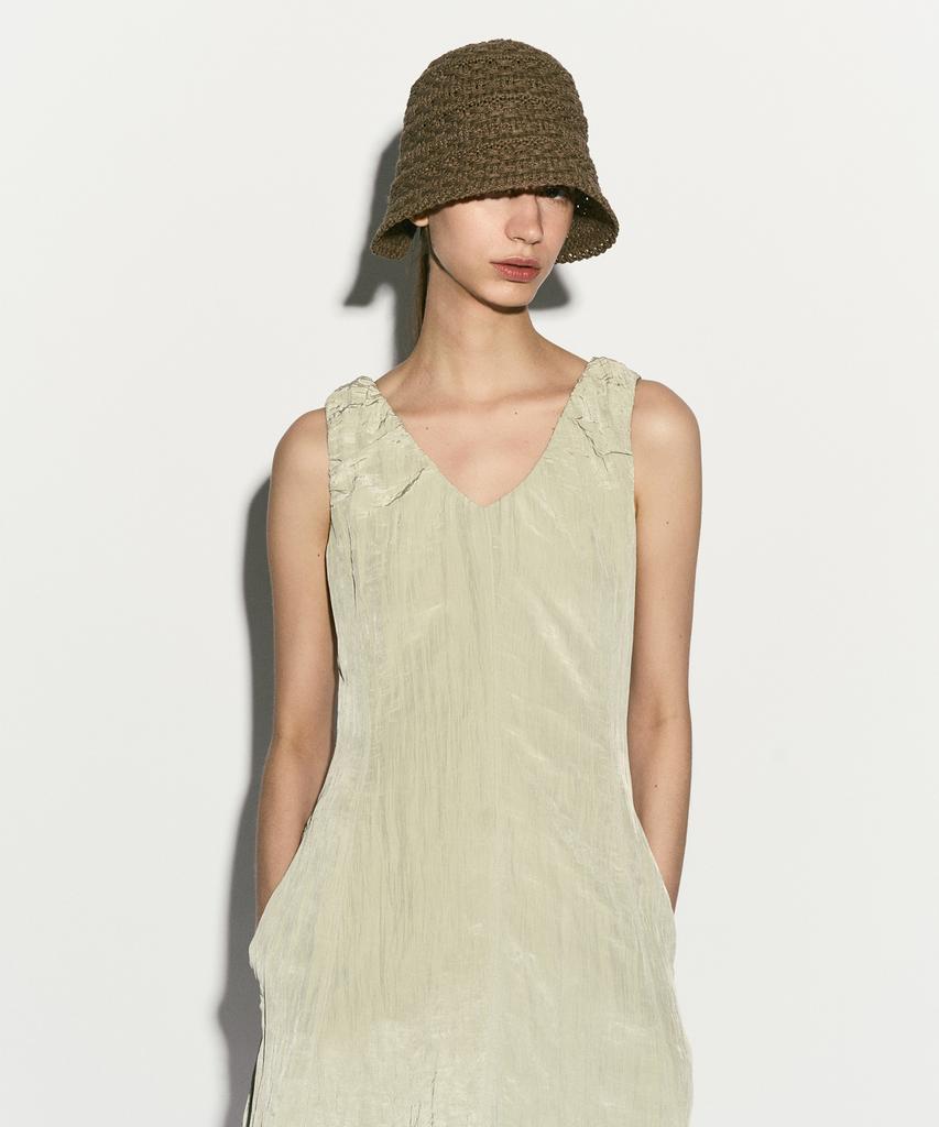RE RHEE Crochet Bucket Hat Khaki Brown