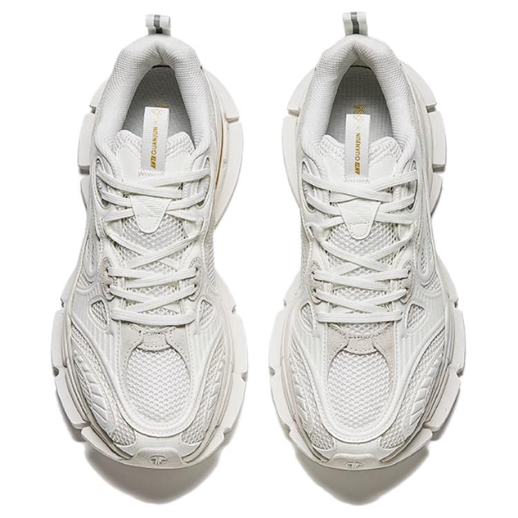 HEYTEA x Anta Textile, Synthetic Leather Slip Resistant Abrasion Resistant Low top Running Shoes Women's White 122448805AS-1