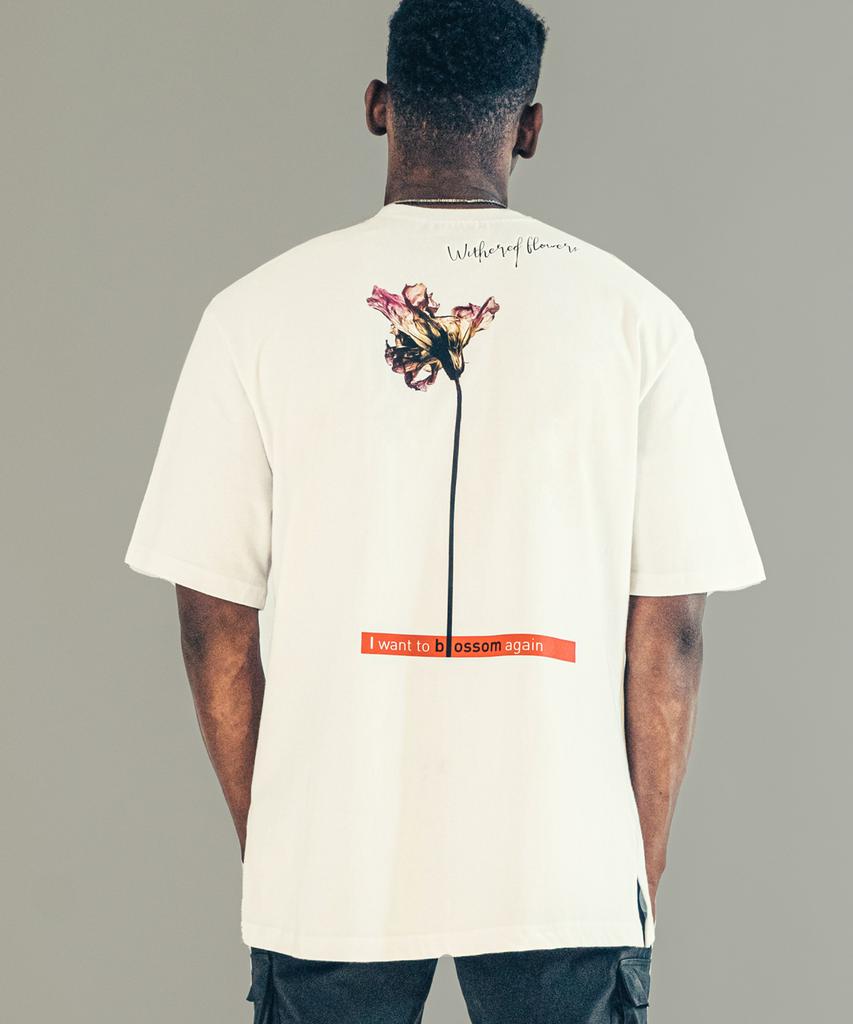 BEOM Withered Flower Oversized T-Shirt White