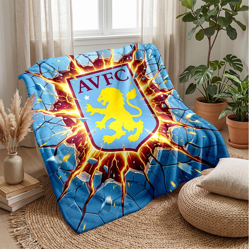 Flanelová deka Aston Villa Football Print, Mäkká teplá ľahká prikrývka na pohovku posteľ kempovanie