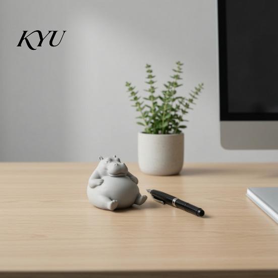 Miniature Hippo Statue 3D Printed Chubby Figurine, Lazy Hippopotamus Statue, Cute Small Animal Desk Decorations Ornament for Home Office Decor Funny
