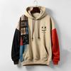 Fall Winter Men Hoodie Loose Long Sleeve Color Matching Big Patch Pocket Cartoon Pattern Retro Hooded Thick Warm Pullover Streetwear Men Top