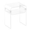 Acrylic Side Table, 2 Tiers Clear Bedside Table with Storage Shelf, Modern Rectangle Acrylic End Desk, Transparent Thick Nightstand for Bedroom,