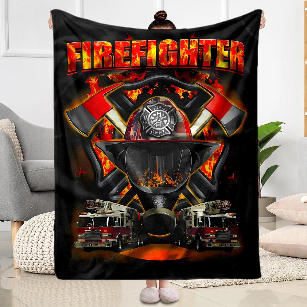Fire Truck Adventure Blanket Durable Comfort Suitable for Chair Bed Couch Four Seasons Universal Playful Design Gift for Travel Home Birthdays
