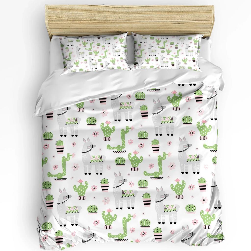 Forest Cartoon Animals World Fox Bunny Owl Bedding Set 3pcs Duvet Cover Pillowcase Quilt Cover Double Bed Set Home Textile