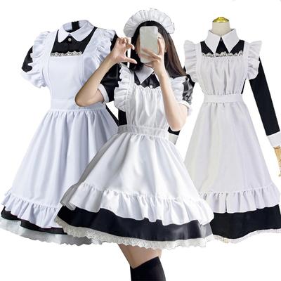 Lolita Maid Dress Damskie kostiumy kelnerki Bowknot Ruffle Gothic Cosplay fantazyjne sukienki