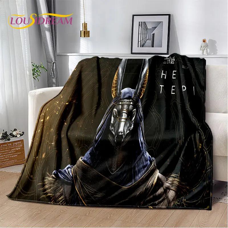 Anubis Mısır Ölüm Mitolojisi Horus Yumuşak Peluş Battaniye, Flanel Battaniye Oturma Odası Yatak Odası Yatak Kanepe Piknik Çocuklar için Battaniye