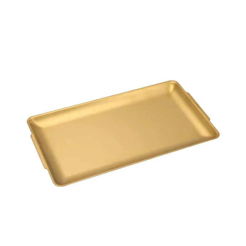 Flat Bottom Tray Korean Style 304 Stainless Steel Rectangular Plate,Thickened Golden Barbecue Plate Vegetable Plate Sushi Plate
