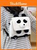 Canvas Panda Backpack For Girls With Embroidery Compact Student Travel Purse
