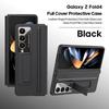 Husă de lux cu armură rezistentă la șocuri pentru Samsung Galaxy Z Fold 5 4 3 Husă cu suport Husă rigidă pentru PC cu carcasă de protecție din sticlă pentru ecranul frontal