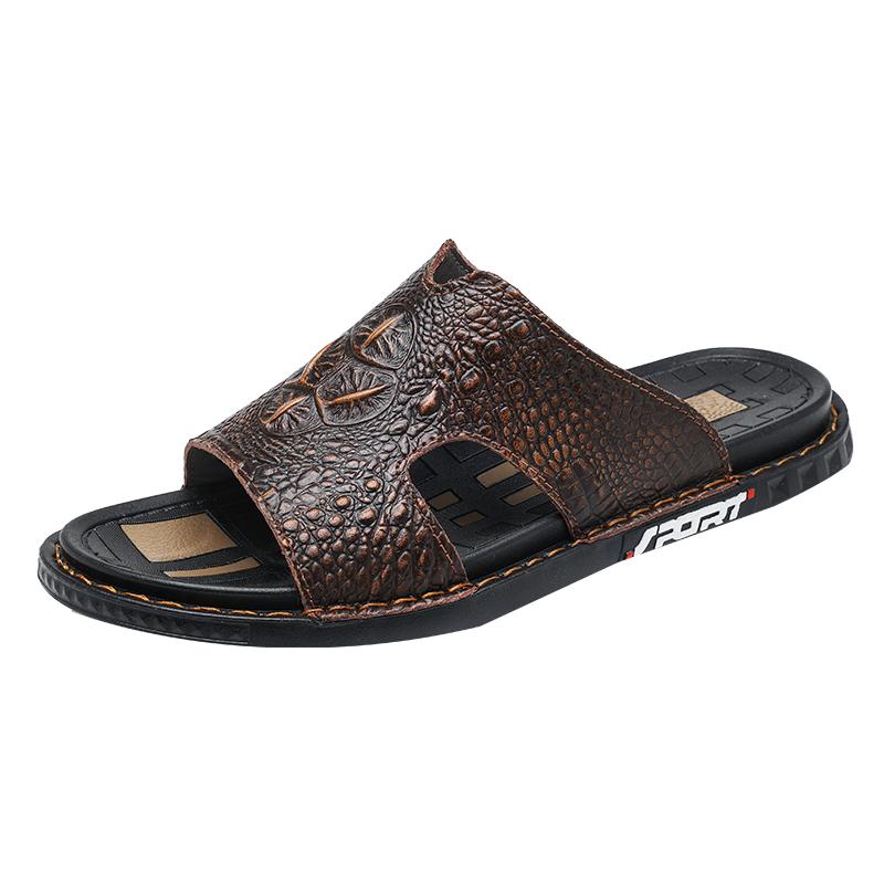 Hot Selling Men's Slippers Europe America Soft Soled Comfortable Flat Shoes Fashionable Wine Red Men's Home Casual Shoes