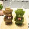 Bear Glass Cup with Straw 320ml Juice Milk Tea Smoothies Drinking Cup