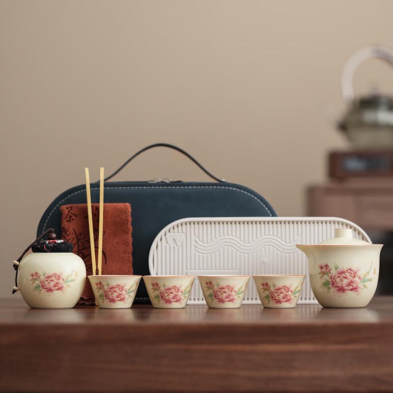 Ru Kiln Prosperous Peony Ceramic Tea Set
