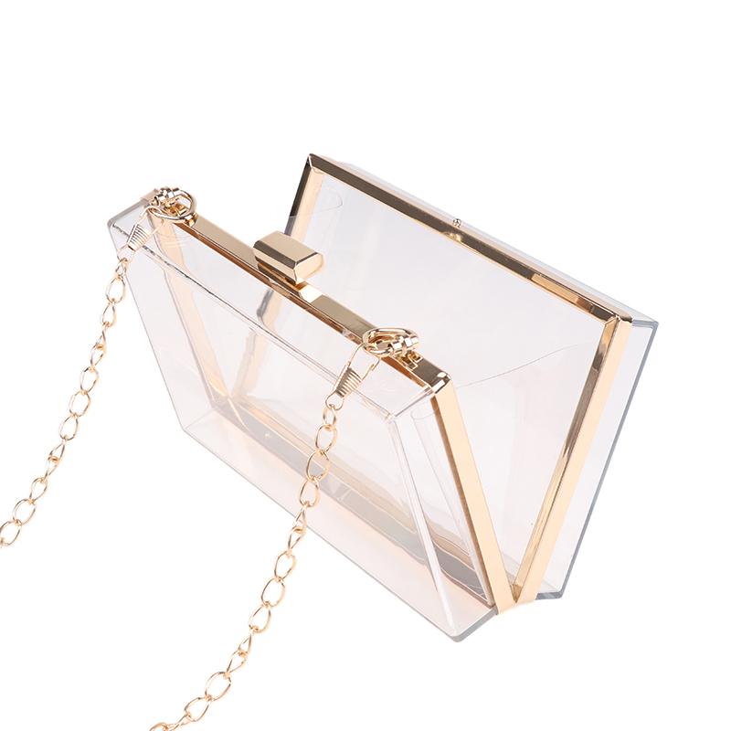 Transparent Acrylic Box Clutch Bag Chain Messenger Bag Women Evening Bags Handbag Chain Shoulder Bag Cosmetic Bag