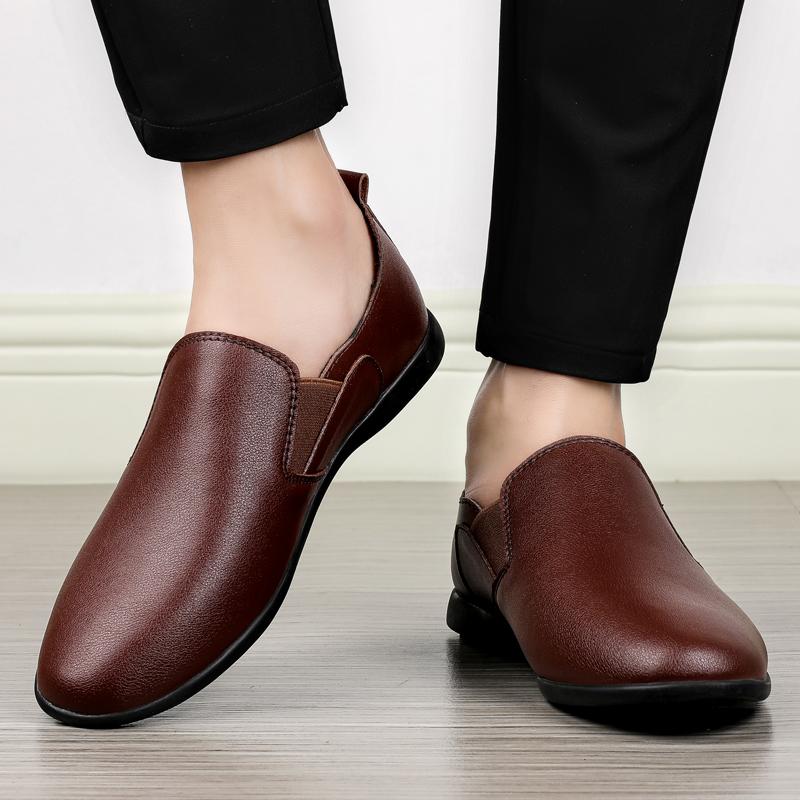 Brand Men's Leather Casual Shoes Classic Flat Loafers Spring New Massage Sole Men's Business Work Shoes Comfortable