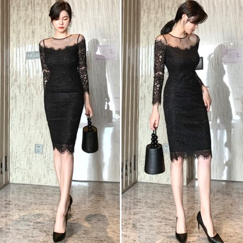 ISLAYCAOLILA DT8 Mina Kabaré Mini Klub Party Szűk Midi Kereknyakú Hosszú Női Ruha, Ruha, Ruha, Ruha, Ruha, Ruha, Csipke, Áttetsző, Pánt nélküli,