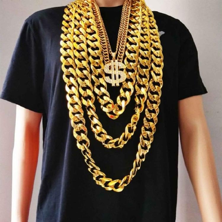 Big Chunky Necklace Rapper Fake Gold Chain Costume Performance Props Jewelry