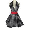 Retro Cute Apron for Women V-Necked Polka Dot Sexy Adjustable Cotton Kitchen Apron with Ties for Home Work Use