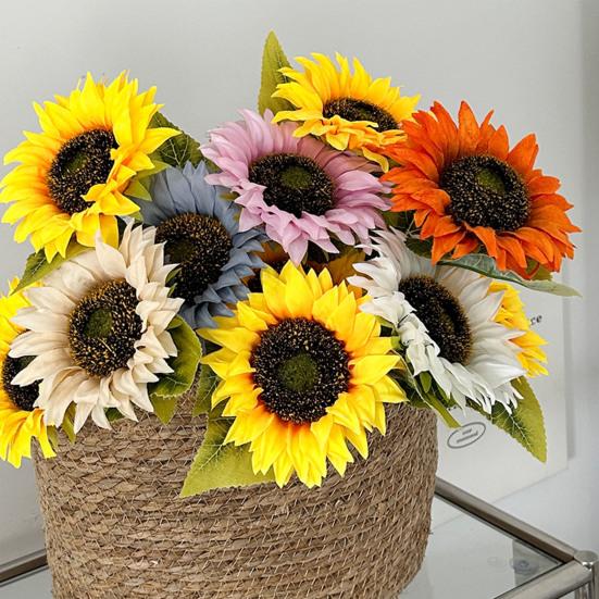 Realistischer künstlicher Sonnenblumenstrauß für die Heimdekoration, UV-beständig, farbecht, verstellbarer Stiel, Wohnzimmer, Schlafzimmer, Hochzeitsfoto-Requisite