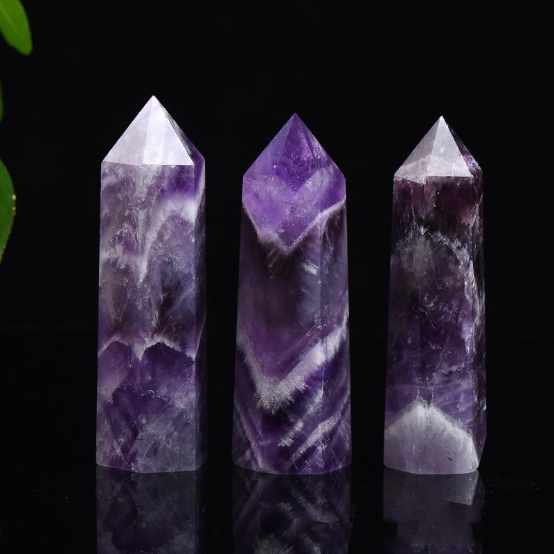 Varinha Hexagonal de Quartzo Natural Fantasia Coluna de Cristal Ametista Sonho Pedra de Cura Energia Cristal Roxo Decoração de Mesa de Escritório