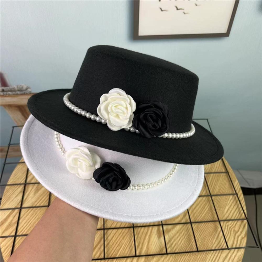 10CM Wide Brim Flat Top Felt Hat French Hepburn Style Panama Trilby Cap New Jazz Hats Gift