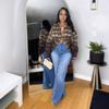 Women's Mid Rise Straight Leg Multi Button Loose Fit Streetwear Wide Leg Denim Trousers For Spring Casual Daily Outfits