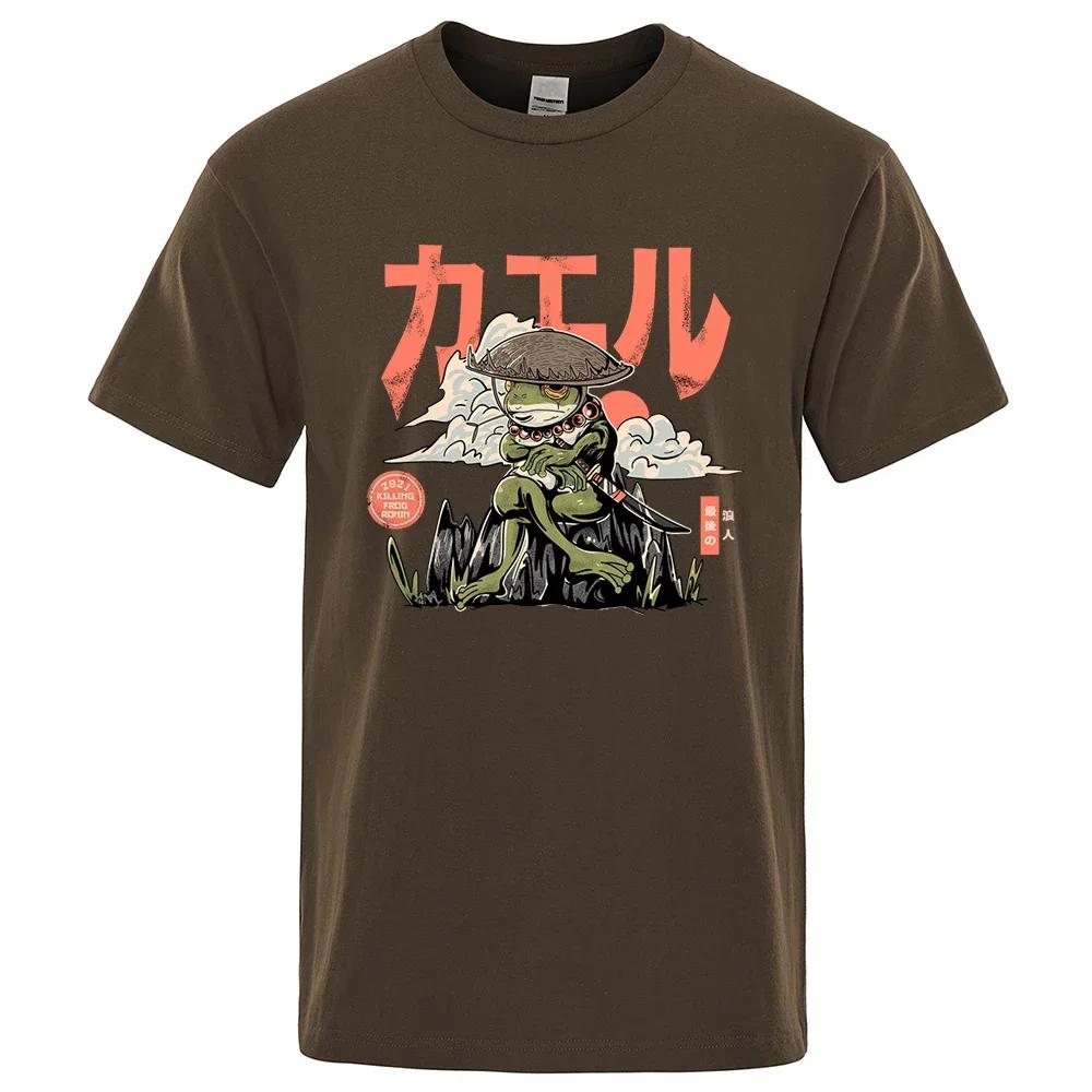 Herren Anime The Last Frog Print T-Shirts Modische Lässige Atmungsaktive Rundhals-Shirts Übergroß Baumwolle Kurzarm Top