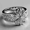 Fashion Unique Design Finger Ring Adjustable Size Vintage Style Floral Pattern Engraved Band for Women and Men