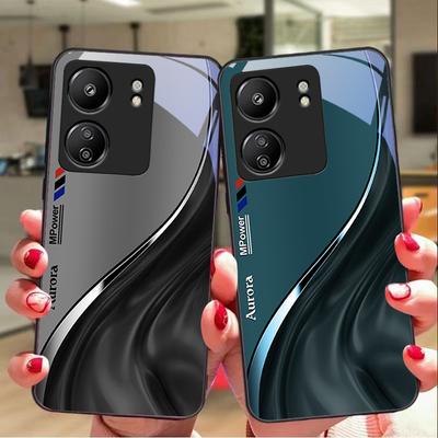 Water Flow Pattern For Xiaomi Redmi 13C Note13 12 Pro Plus 5G Note 9 13T Pro POCO X6 F5 F6 Black Tempered Glass Phone Case