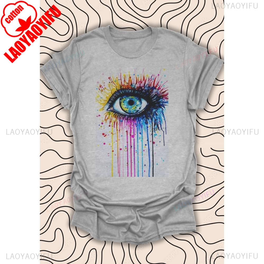 Dripping Eye TShirt Vibrant Graphic Tee Unique Artistic Design Unisex Men Women Shirt Creative Design Fashion Hip Hop Streetwear