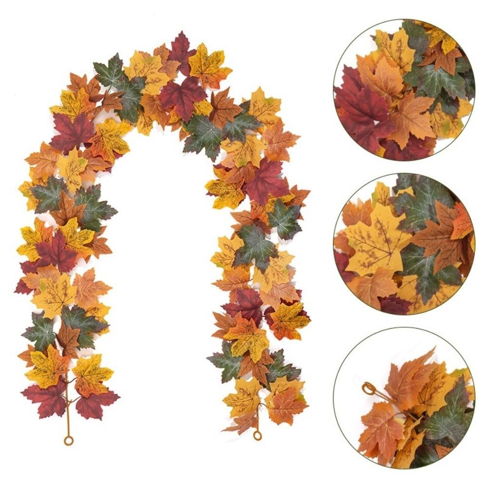 Flexible Artificial Maple Leaf Garland Realistic Fall Simulation Wreath Wedding Party