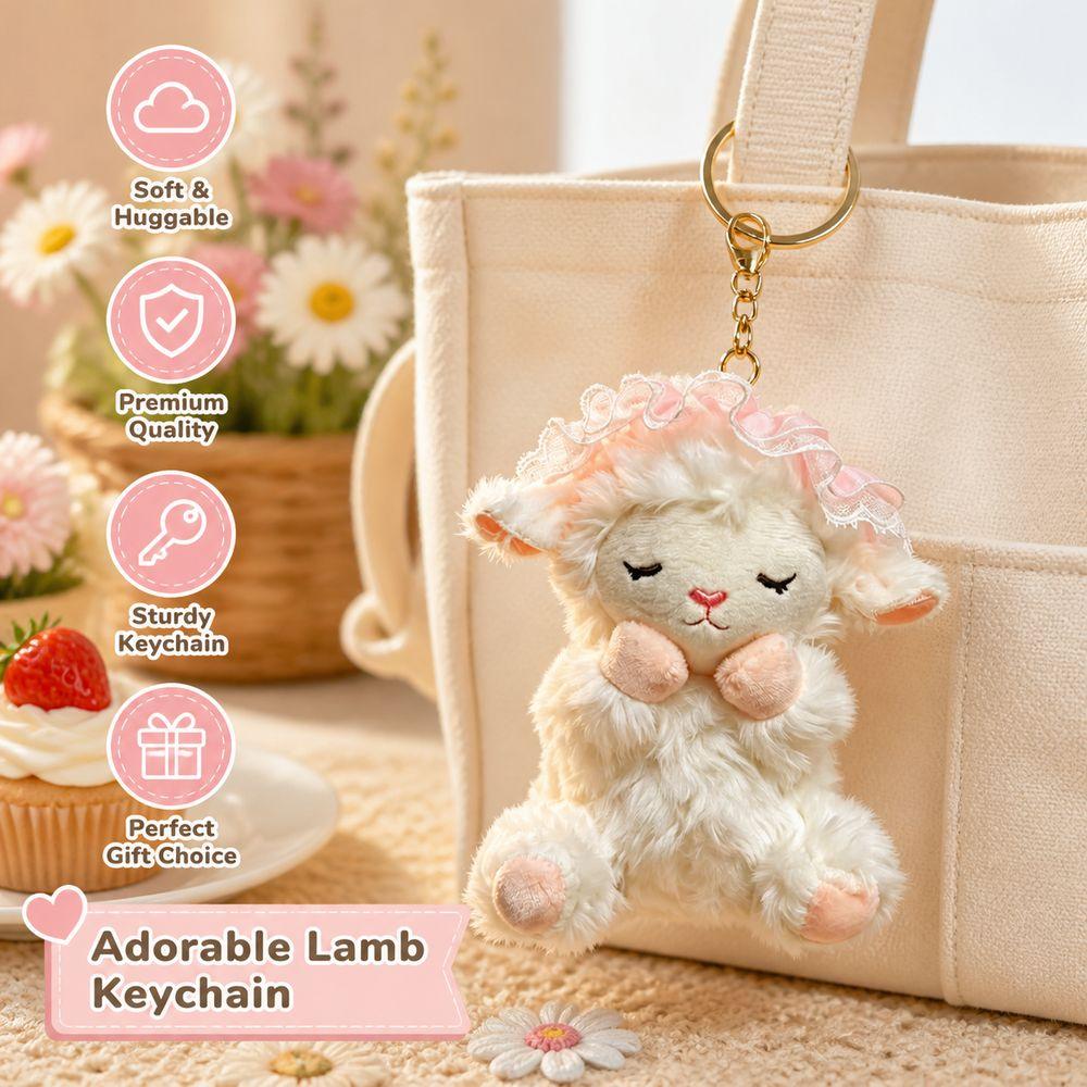 Polyester Filling Lamb Plush Keychain Curly Fur Plush Sheep Doll Lamb Keyring Key Accessories