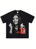 Unisex Retro Female Rapper Portrait Tee Oversized Y2K Vintage Hip Hop Streetwear Crew Neck Short Sleeve Tshirt