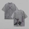 Devil Killer Pattern T-shirt Japanese Manga Washed Cotton T-shirt Men's and Women's Casual T-shirt
