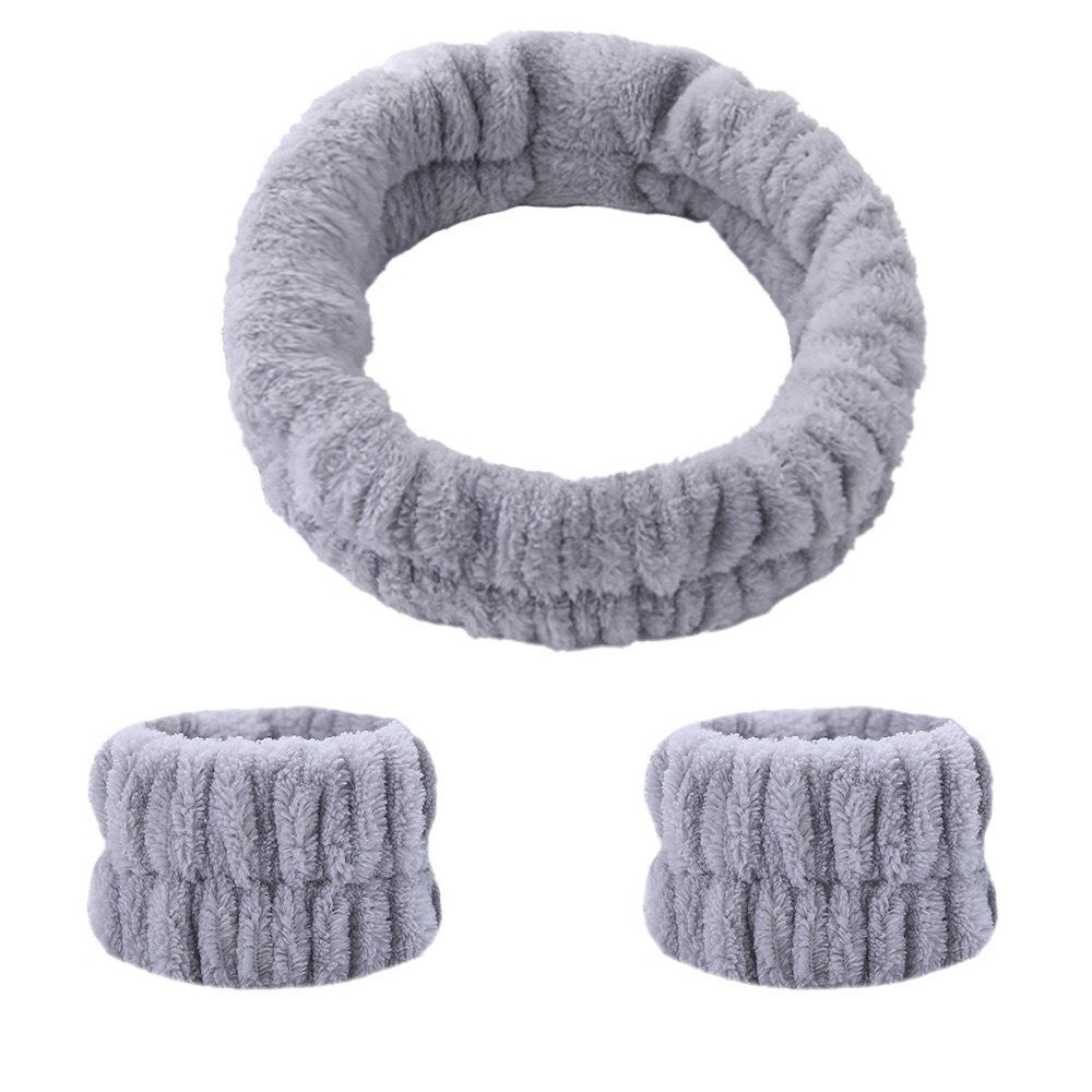 Adorable Cartoon Toast & Rice Ball Flannel Face Wash Wristbands: Moisture-Proof, Absorbent Hair Band Set for Autumn & Winter (3 Pieces)