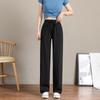Ice Silk Wide-legged Pant Women's Summer High-waisted Drape Cool Dragging Straight Trousers Casual Thin Sun Trousers