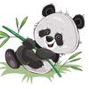 4Pcs Panda Wall Stickers Cute Cartoon Panda Eat Bamboo PVC Decals DIY Decoration Removable Living Room Bedroom Background Stickers Home Decoration