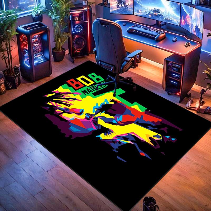 Vibrant Bob Marley Art Print Carpet Suitable for All Seasons Living Room and Bedroom Mats Room Dormitory Decoration Bathroom Mat