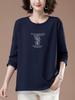 Plus Size Casual T-shirt met Lange Mouwen van Puur Katoen voor Vrouwen van Middelbare Leeftijd - Lente/Herfst