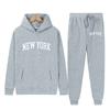 New York Letter U.S.A City Hoodies + Pants 2 Pieces Sets Men Fashion Sweatshirts Women Casual Hooded Pullovers Sportwear Suit