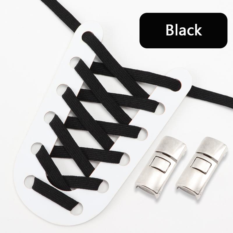 1 Paar Nieuwe Elastische Metalen Sluiting Handige Persoonlijkheid Luie Schoenveters Elastiekje Geen Strik Schoenveters voor Sneakers Platte Schoenveters