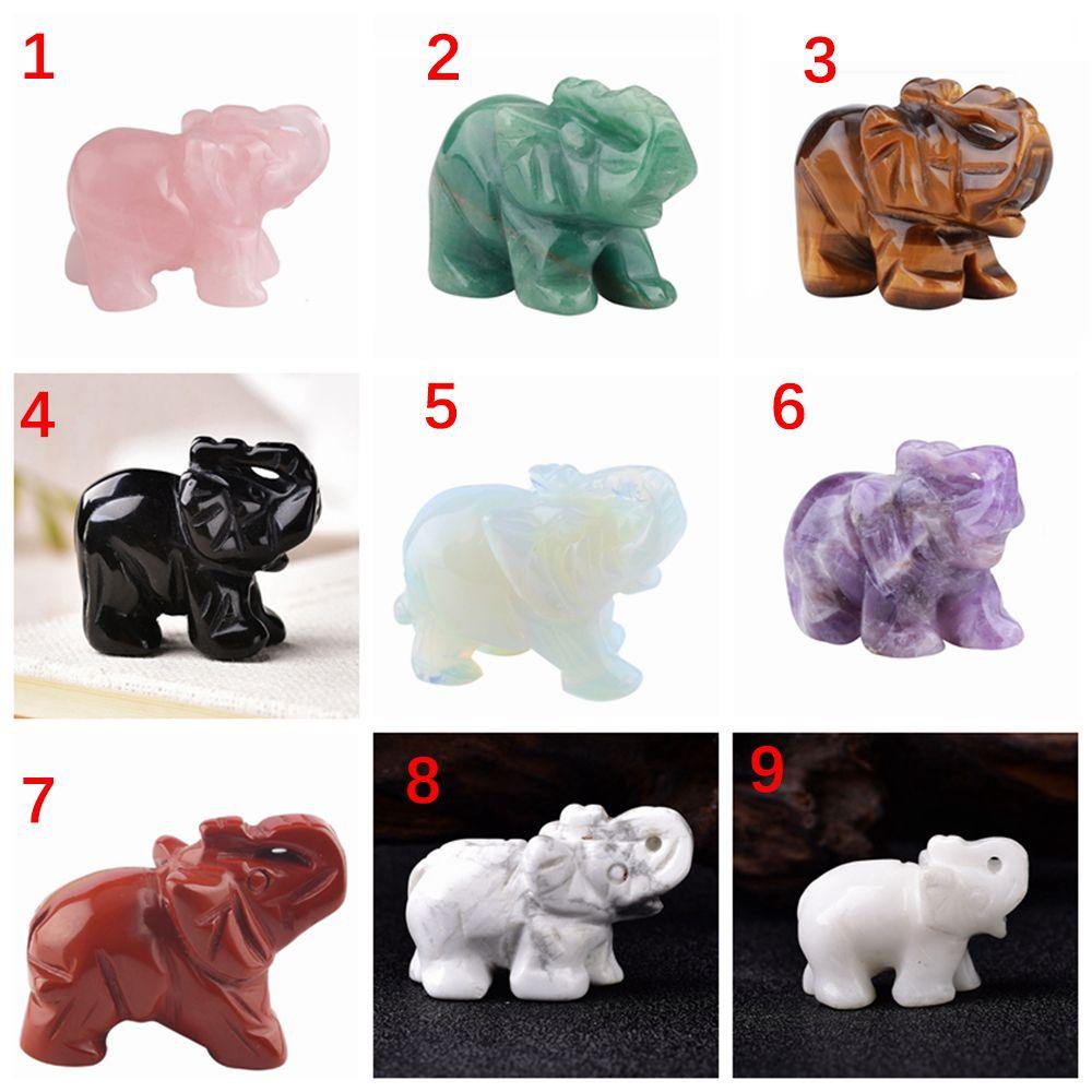 Quartz Obsidian Amethyst Elephant Elephant Statue Christmas Present Small Decoration Stone Crafts