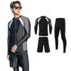 YFMAYI Men's Rash Guard, 3-Piece Set for Fitness, UV Protection, Long Sleeves, Open Front, Amphibious, Swimming, Sweat-Wicking, Quick-Drying
