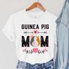 Guinea Pig Mom T-Shirts Women's Summer Clothing Pets Guinea Pig Tops Cartoon Flower Casual Fashion Tees Vintage Female T-Shirts