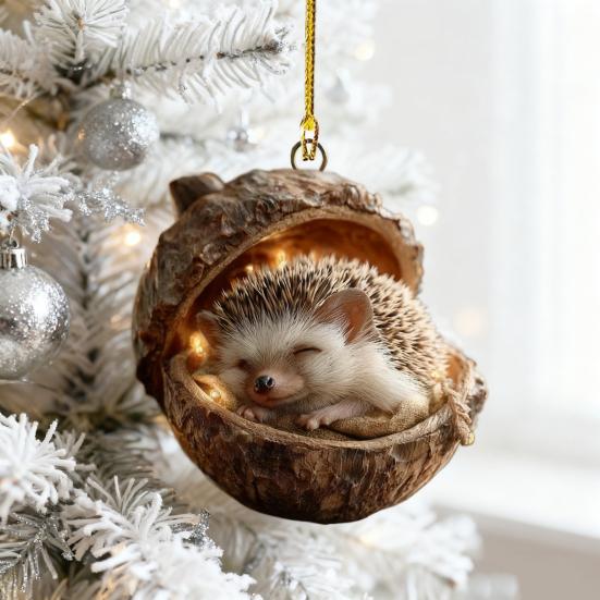 2D Forest Animal Acorn Ornaments Cozy Forest Christmas Tree Ornaments Woodland Creature Acrylic Hanging Ornament for Home Party Decor