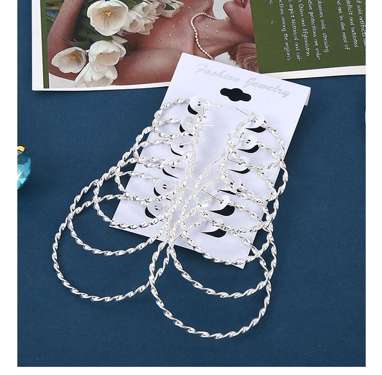6 Pairs Big Hoop Earrings Set, Gold & Silvery Metal Round Circle Earrings, Hyperbole Minimalist Daily Jewelry for Women